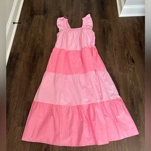 English factory Maxi Dress: RUFFLE DETAIL COLORBLOCK MIDI DRESS